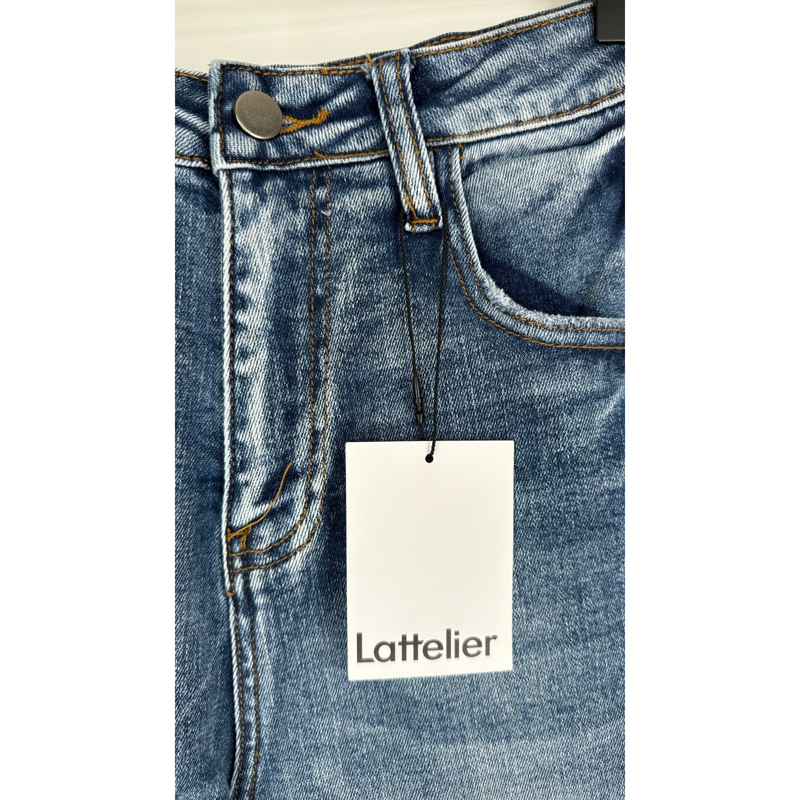 Lattelier Straight Leg High Rise Denim Jeans Womens Small Blue New — image 5 of 8